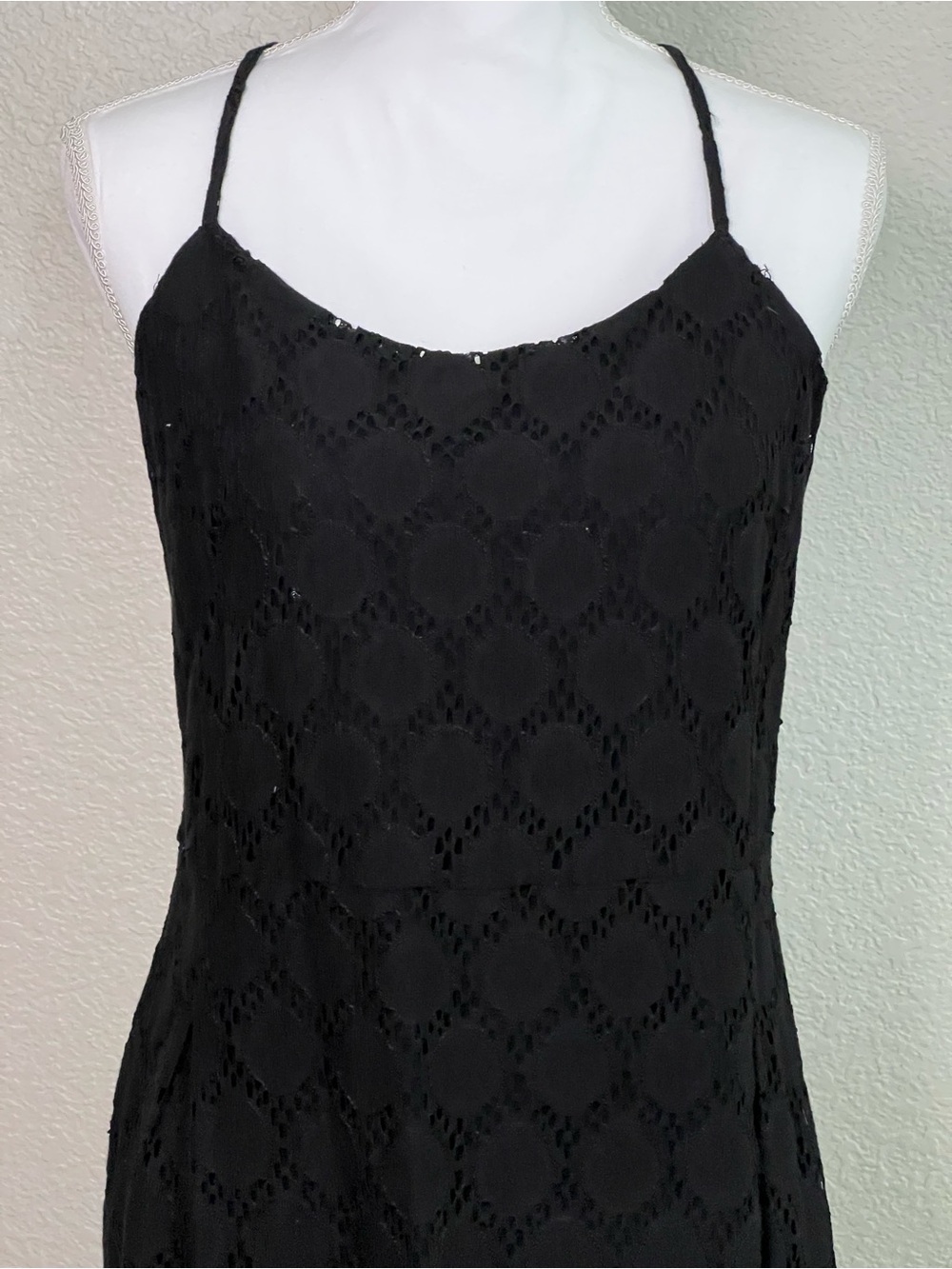 Banana Republic Women’s Black Lace Sleeveless Shift Dress Gold Zipper Lined